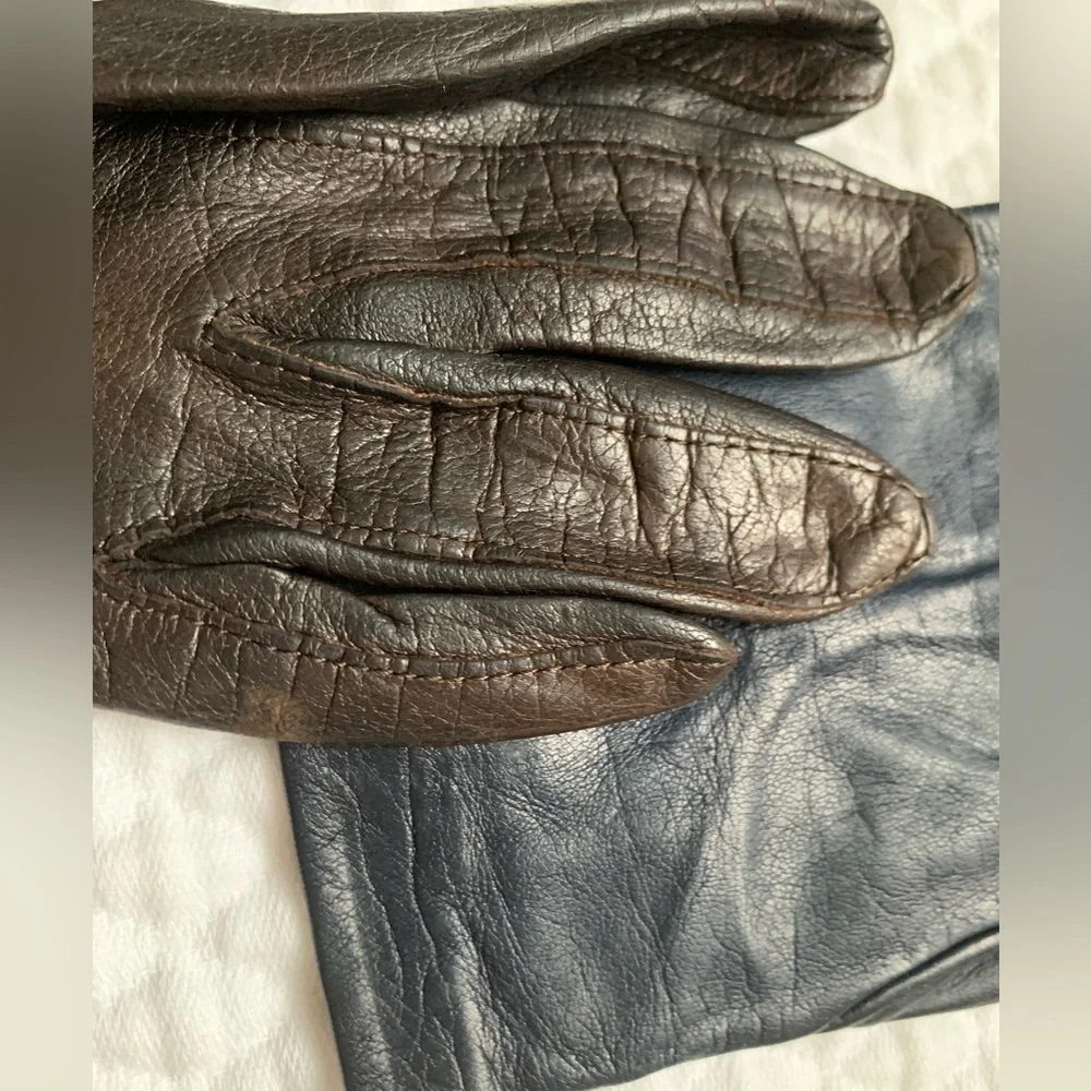 Vintage Brown Grandoe Silk Lined Wrist Length Leather Gloves Size 6.5
